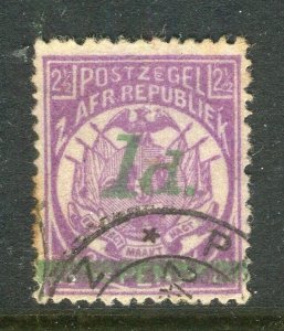TRANSVAAL; 1893 early classic QV surcharged issue 1d. used value