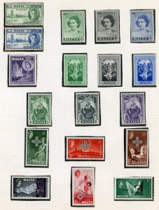 MALTA FANTASTIC COLLECTION OF STAMPS & 2 SOUVENIR SHEETS ON ALBUM PAGES MINT NH