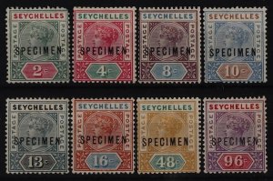 SEYCHELLES 1890 QV set 2c-96c, SPECIMEN.