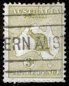 Australia Sc 5 Olive Bistre 3p Die I Straight Line (WEST)ERN AUST(RALIA)Postmark