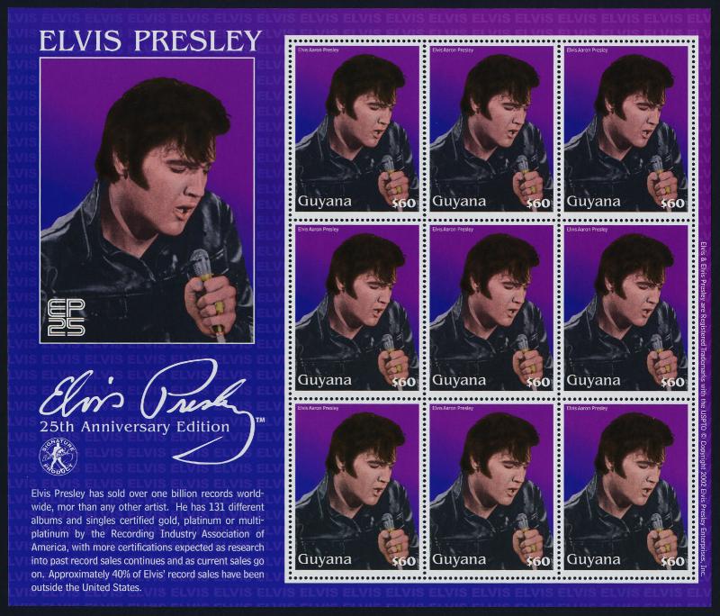 Guyana 3726-7 Sheets MNH Elvis Presley, Flag, Music