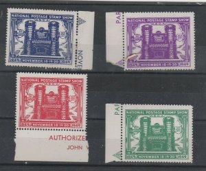 USA 1949 ASDA National Postage Stamp Show Set of 4 MNH with margin tabs  