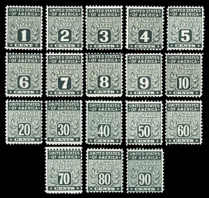 Scott PN1-PN18 1945 1c-90c Postal Note Stamps Complete All Unused NG Cat $64.55