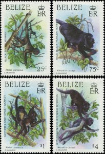 Belize 1987 BLACK SPIDER MONKEY set 4 values Perforated Mint (NH)