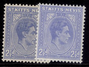 ST KITTS-NEVIS GVI SG72 + 72a, 3d SHADE VARIETIES, NH MINT. Cat £10.