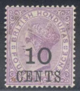 British Honduras ~ #30 ~ Queen Victoria 10c on 4p ~ MH