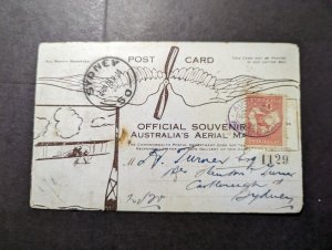 1914 Australia Airmail Postcard Cover Sydney Local Use Aerial Inauguration