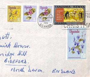 Uganda/British KUT MIXED ISSUES FRANKING Air Mail Cover FLOWERS 1971 BT256