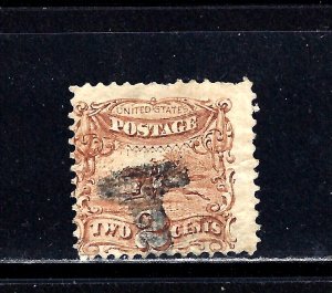 #113 US 2 CENT BROWN POST HORSE & RIDER-USED-N/G-FINE-VF