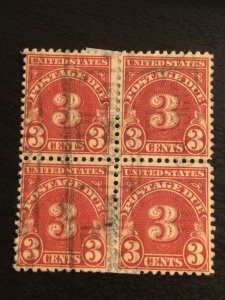 US SC# J72 Postage Due Used Block of Four