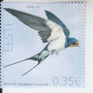 2011 Estonia Bird of the Year - Barn Swallow (Scott 669) MNH