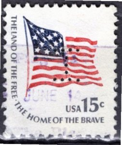 USA; 1978: Sc. # 1597: Used Single Stamp W/Perfins