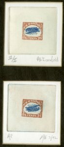 US Stamps # C3a Inverted Jenny Privately Printed Die Proofs Numbered and Signed