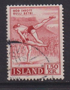 Iceland  #300  used  1957   Icelandic wrestling 1.50kr