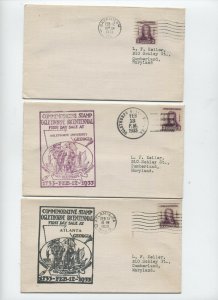 3 1933 Oglethorpe #726 covers inc first day and first day of sale [y4520]