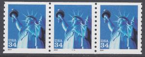 #3476 34c Statue of Liberty PNC/3 P#1111 2001 Mint NH