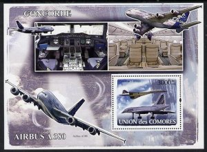 COMORO IS - 2008 - Concorde & Airbus - Perf Min Sheet - MNH