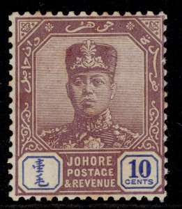 MALAYSIA - Johore GV SG111, 10c dull purple & blue, M MINT. Cat £16.