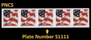 US 3632A Old Glory 37c PNC5 SSP S1111 MNH 2003