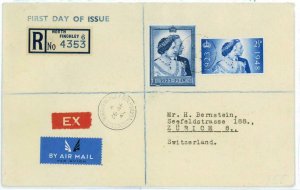 BK1812 - GB - Postal History - Silver Wedding REGISTERED FDC to SWITZERLAND 1948 