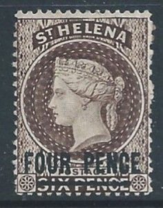 St. Helena #38a Mint No Gum 6p Queen Victoria Wmk. 2 - Surcharged Type B 17mm