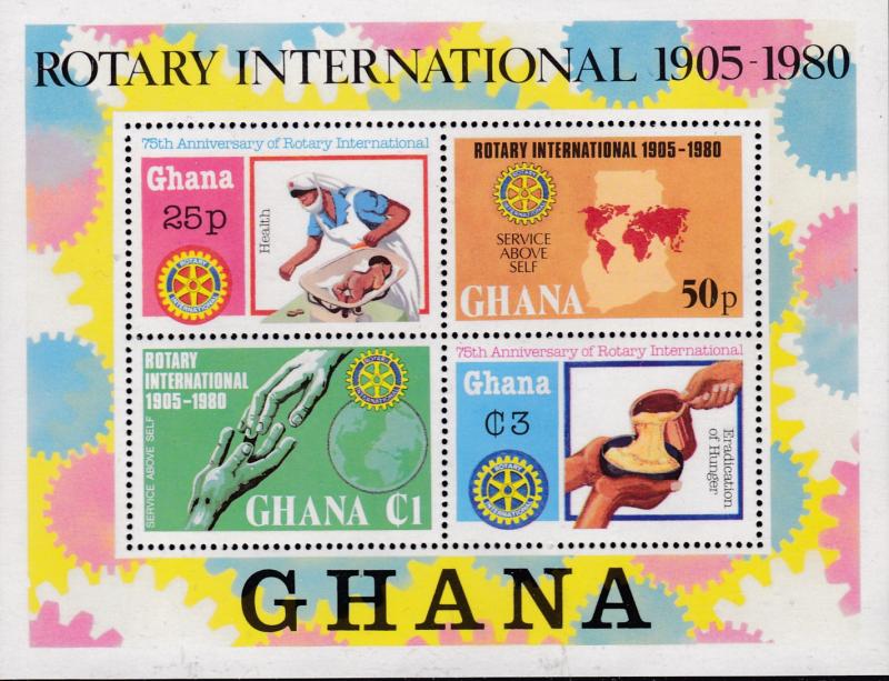 Ghana 1980 Rotary International Complete (4)+ Souvenir Sheet VF/NH