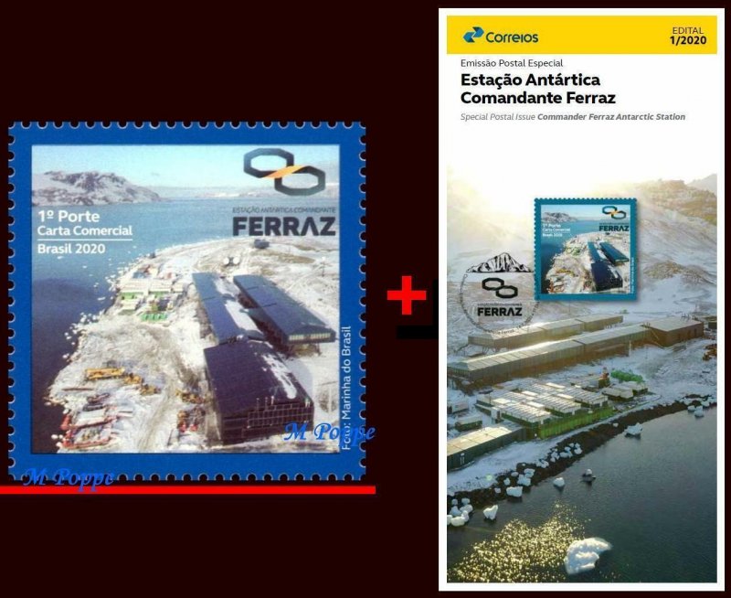 20-01 BRAZIL 2020 ANTARCTIC STATION COMMANDER FERRAZ, PROANTAR, MNH + BROCHURE