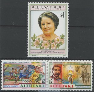 Aitutaki #511/518-519 Unused Single (Queen)