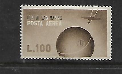 SAN MARINO, C51, MINT HINGED  PLANE OVER GLOBE