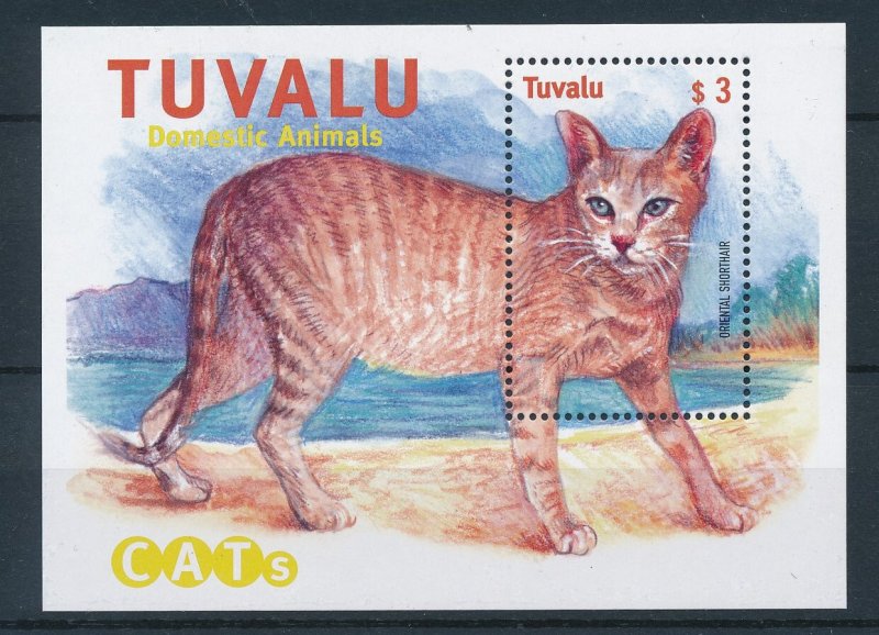 [27462] Tuvalu 2000 Pets cats Oriental shorthair Souvenir Sheet MNH