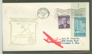 US 1109/1161 AM87, flight cover, Blacksburg, VA  1962