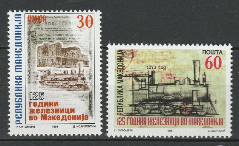 Macedonia 1998 Trains Locomotives / Railroads 2 MNH stamps