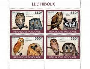 Togo - Owls - 4 Stamp  Sheet  - 20H-050