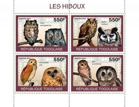 Togo - Owls - 4 Stamp  Sheet  - 20H-050