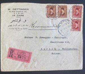 1930 Cairo Egypt Commercial Registered cover To Zurich Switzerland