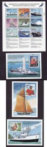 Palau-Scott#436-9-four Unused NH sheets-Research Ships-Oceasnographic