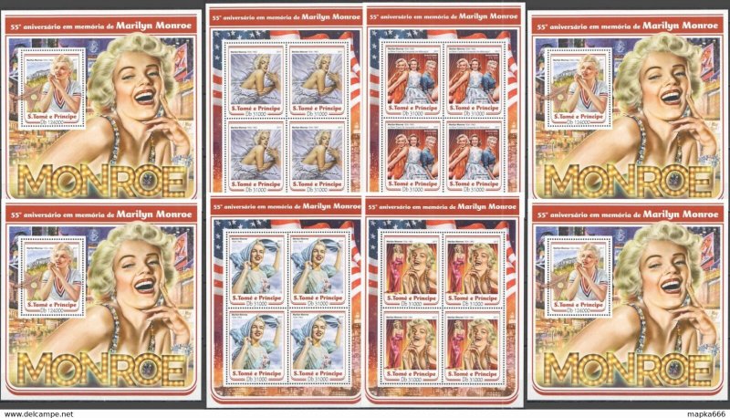 2017 Sao Tome & Principe Marilyn Monroe Cinema #7193-97 4+4 ** Fd0936