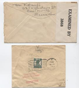 Pair of 1942 WWII censored covers Havana and India to US [y1851]