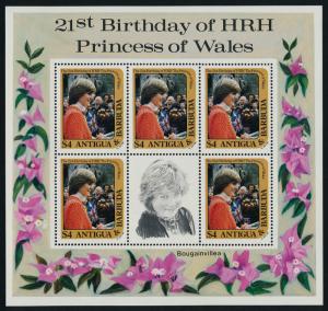 Antigua 665 Sheet MNH Princess Diana 21st Birthday, Architecture