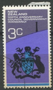 New Zealand Sc#495 Used, 3c vio & multi, Anniversaries 1972 (1972)