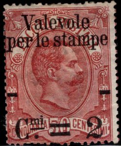 ITALY Scott 60,  MH* stamp with hinge remnants on back