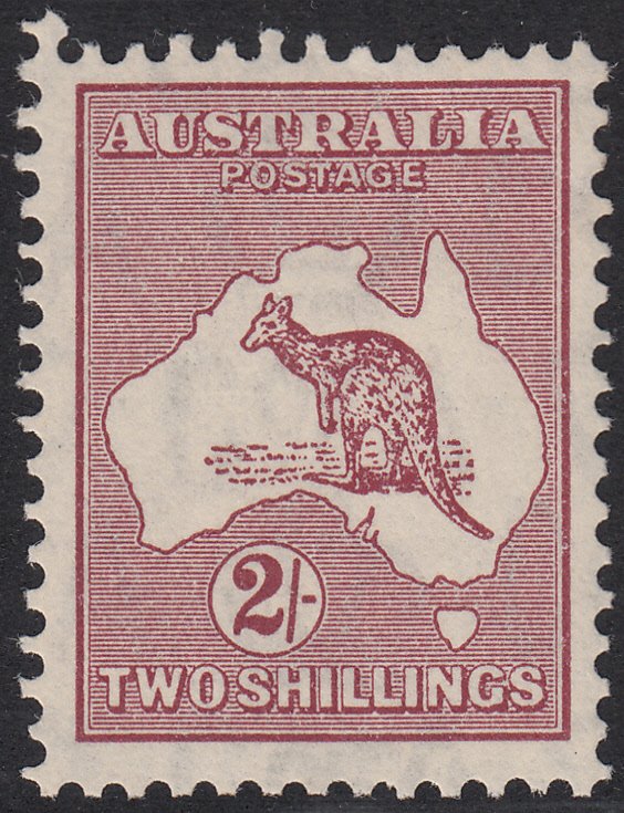 Australia 1945 MH Sc #206 2sh Kangaroo and Map, maroon redrawn