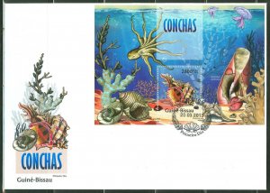 GUINEA BISSAU 2013 SEA SHELLS  SOUVENIR SHEET FIRST DAY COVER