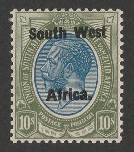 SOUTH WEST AFRICA 1923 setting II KGV 10/-, English single.