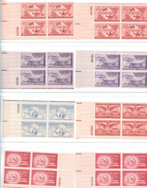 US AIRMAIL COLLECTION OF 41 PLATE BLOCKS MNH/OG