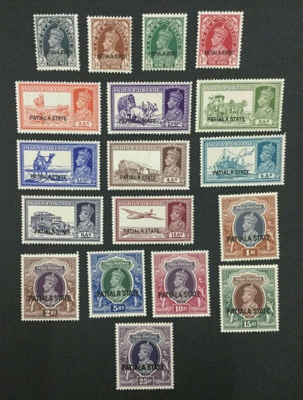 MOMEN: INDIA PATIALA SG #80-97 1937-8 MINT OG H LOT #193938-2494