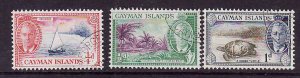 Cayman Is.-Sc#122-4-used low values of KGVI set-id3-Turtles-1950-