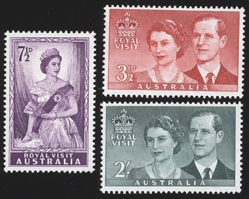 AUSTRALIA Sc 267-9 MNH 1954 Royal Visit - Well centered & Post Office Fresh!