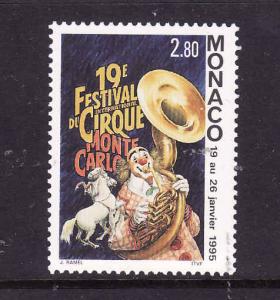 Monaco-Sc#1935-unused NH set-Clowns-Circus-Horses-1995-