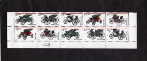 3019-3023 Antique Cars, MNH BOTTOM PB/10